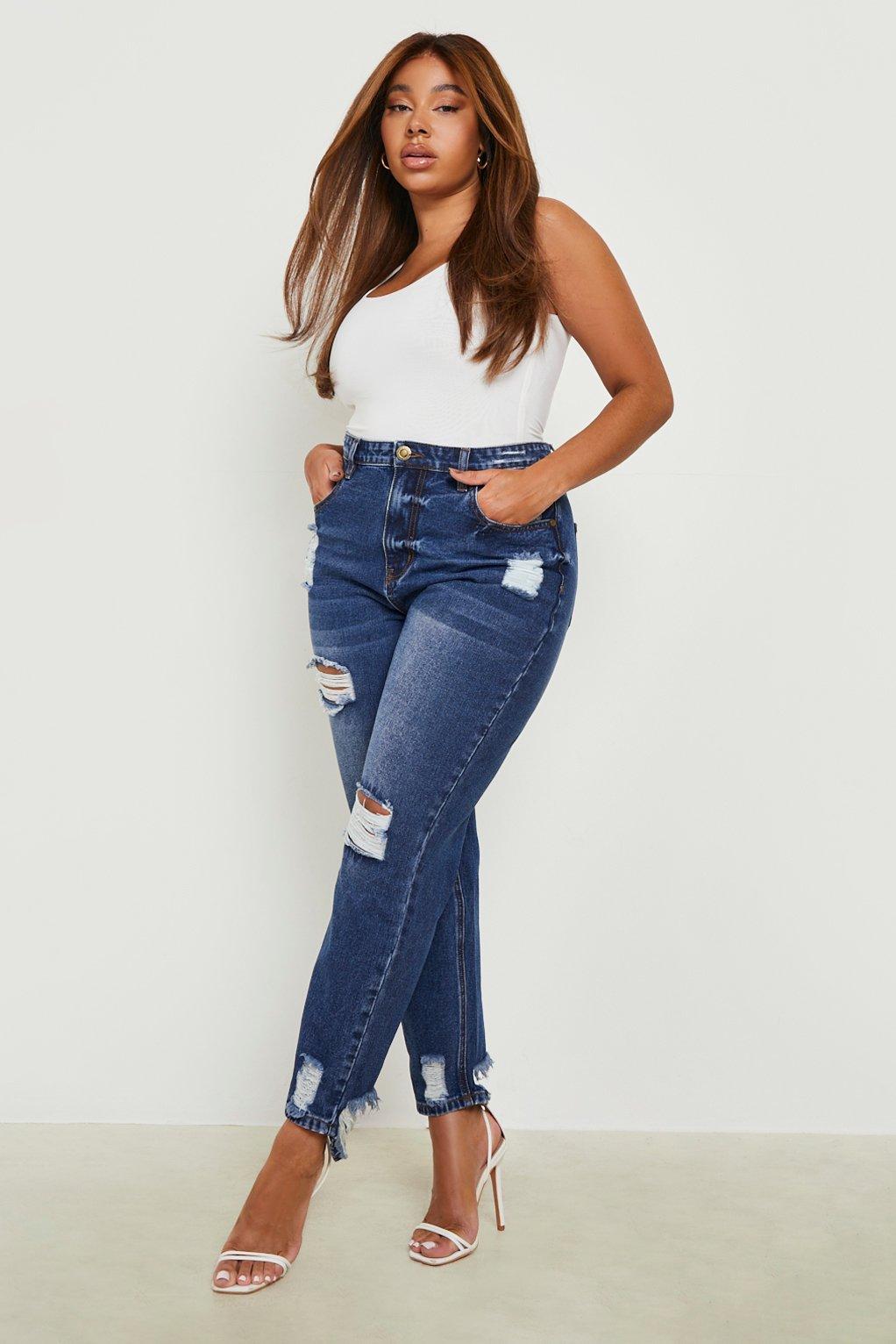 Boohoo ripped hot sale mom jeans